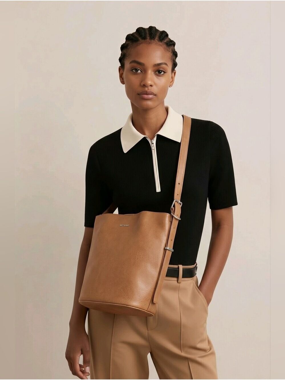 Matt & Nat Vintage Azur Bucket bag tan